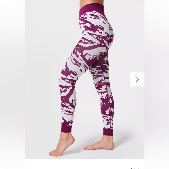 Sweaty Betty Peaks Jacquard Base Layer Leggings Amaranth Pink Size M